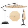 300cm Hanging Offset Umbrella with 40 LED Lights Solar Panel Batteries-Beige