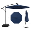 300cm Hanging Offset Umbrella with 40 LED Lights Solar Panel Batteries-Navy