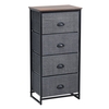 3/4 Fabric Nightstand Bedside Storage Cabinet Folding Drawers-4-Tier-Black