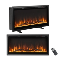 36"/91cm Linear Electric Fireplace with Log and Crystal Decor and Remote Contro-91 cm