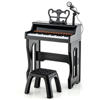37-Key Electronic Piano Keyboard with Adjustable Microphone-Black