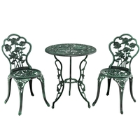 3pcs Aluminium Bistro Dining Table Set with Roses Design