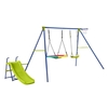 4-in-1 Swing Set Heavy-Duty Metal Playset with Slide and Basketball Hoop