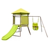 4-in-1 Swing Set with Height Adjustable Baby Seat,  Metal Stand and Ground Stakes-Green