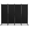 4-Panel Folding Room Divider with Wheels for Living Room Bedroom -Black