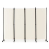 4-Panel Folding Room Divider with Wheels for Living Room Bedroom -White