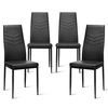 4 PCS Armless Side Chairs with Upholstered Cushion and Sturdy Metal Frame-Black