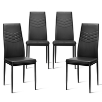 4 PCS Armless Side Chairs with Upholstered Cushion and Sturdy Metal Frame-Black