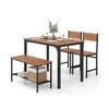 4-Piece Dining Table Set with Storage Shelf and Metal Frame-Brown