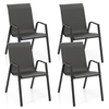 4 Pieces Patio Rattan Chairs with Wicker Woven Seat and Back-Brown