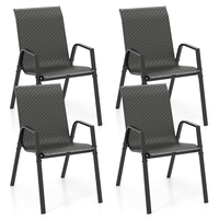 4 Pieces Patio Rattan Chairs with Wicker Woven Seat and Back-Brown