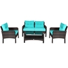 4 Pieces PE Rattan Patio Conversation Set-Turquoise