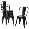 4 Pieces Stackable Metal Dining Chair with Backrest-Black