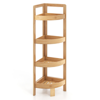 4 Tier Bamboo Corner Shelf for Bathroom Living Room Balcony-Natural