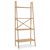 4-Tier Freestanding Bookcase with Anti-Toppling Device for Living Room-Natural