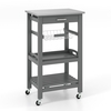 4-Tier Rolling Trolley Cart with Lock Wheels Basket and Drawer-Grey