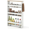 4-Tier Slim Storage Cart with Open Shelves and Wheels-Nature