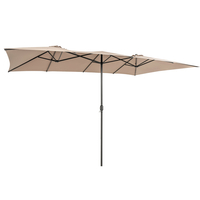 4.3 m Double-Sided Patio Umbrella with Crank Handle-Coffee
