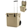 43L Cooler Towable Ice Chest with All-Terrain Wheels Leak-Proof-Sand Color