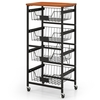 4/5-Tier Kitchen Storage Cart with Wooden Top and DIY Chalk Labels-5-Tier