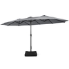 450cm Double-Sided Patio Umbrella with Base and Hand-Crank System-Grey
