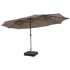 450cm Double-Sided Patio Umbrella with Solar Lights -Coffee