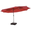 450cm Double-Sided Patio Umbrella with Solar Lights -Wine