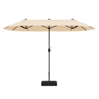 4m Double-sided Patio Umbrella with Crank Handle for Garden Pool Backyard-Beige