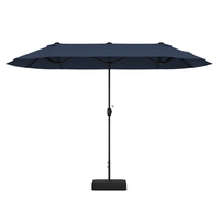 4m Double-sided Patio Umbrella with Crank Handle for Garden Pool Backyard-Navy