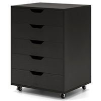 5 Drawer Chest with Lockable Wheels for Home Office-Black