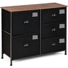 5 Drawers Dresser Chest of Drawers with Wooden Top and Metal Frame-Black