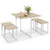 5-Piece Dining Table Set with 4 Square Stools for Breakfast Nook-Natural