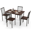5-Piece Dining Table Set for 4 with Metal Frame for Home Restaurant-Walnut
