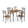 5-Piece Dining Table Set with Metal Frame-Brown