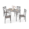 5-Piece Dining Table Set with Metal Frame-Grey