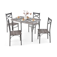 5-Piece Dining Table Set with Metal Frame-Grey