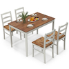5 Piece Dining Table Set with Wooden Large Tabletop-Coffee