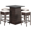 5-Piece Garden Bar Set with 2 Storage Shelves and Cushions-White