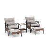 5 Piece Patio Furniture Set with Soft Seat and Back Cushions Included-Brown