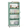 5-Tier Kitchen Bakers Rack Mobile Microwave Stand with Flip-up Doors-Green