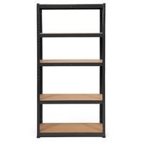 5-Tier Storage Rack with Boltless Shelving and Adjustable Shelves-Black