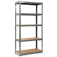 5-Tier Storage Rack with Boltless Shelving and Adjustable Shelves-Grey