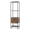 5-Tier Tall Narrow Bookcase Bookshelf with Drawer Shelves-Rustic Brown