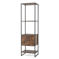 5-Tier Tall Narrow Bookcase Bookshelf with Drawer Shelves-Rustic Brown