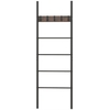 5-Tier Wall Leaning Blanket Ladder with 5 Removable Hooks and Industrial Blanket Holder Rack