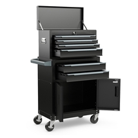 6-Drawer Rolling Tool Chest 2-in-1 with Universal Wheels and Hooks-Black-S