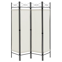 6 Feet 4-Panel Light Weight Room Divider with Polyester Cloth-White