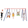 6-in-1 Metal Swing Set with 2 Height-Adjustable Swings for Kids 3-12 Years Old-Red