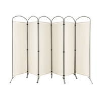 6 Panel Freestanding Folding Room Divider for Home Office-Cream