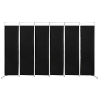 6-Panel Room Divider with Adjustable Foot Pads-Black